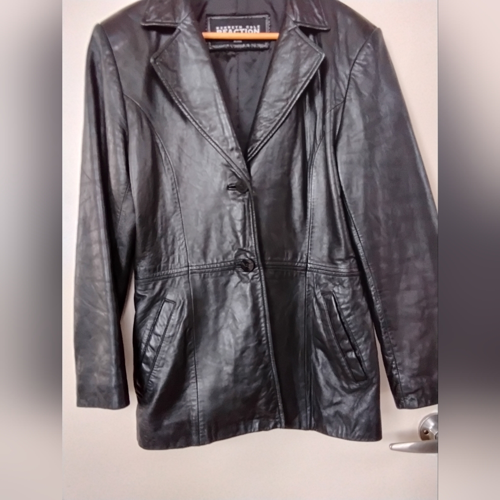 Keneth Cole Leather Coat - Picture 2 of 9